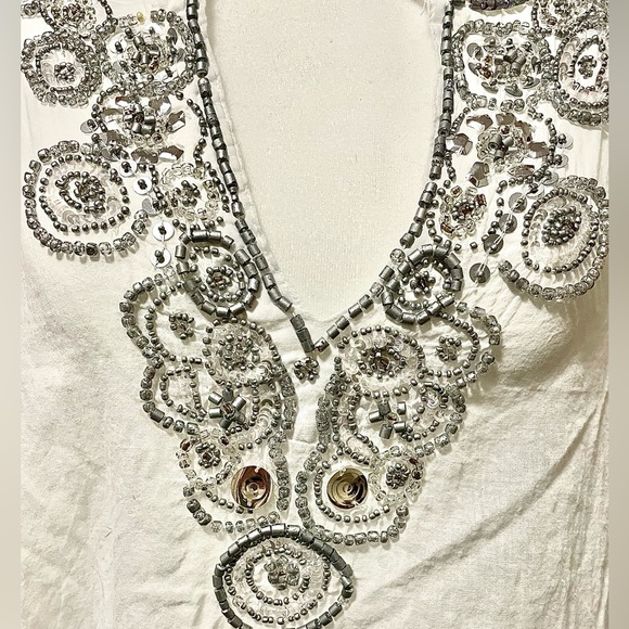 White beaded beach cover up - Picture 3 of 4